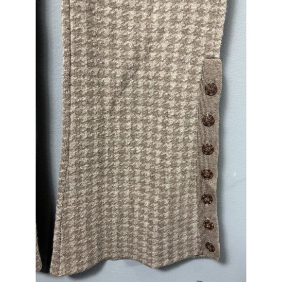 *FLAW, READ* NAADAM Womens L Brown Houndstooth Sweater Pants Wool/Cashmere Blend - Picture 4 of 9